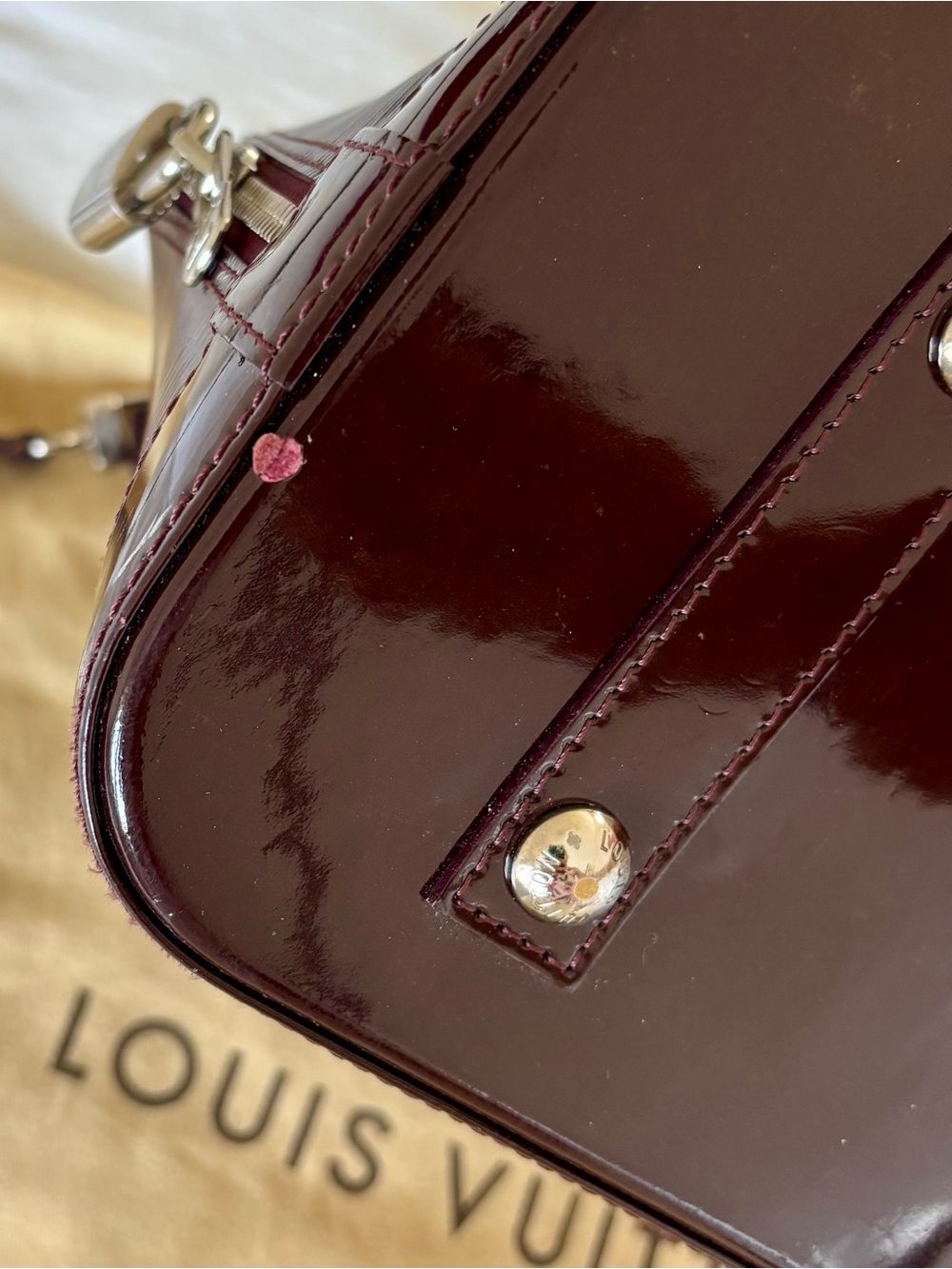 Louis Vuitton Burgundy Alma BB Epi Leather Satchel with Strap - Picture 11 of 13
